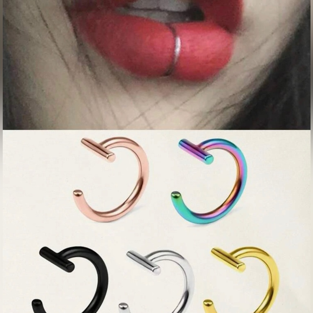 5Pcs Funky Stainless Steel Lip Ring